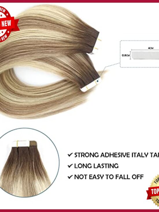 20 Inch Human Hair Tape Extensions 50 Gram 20 Pieces Seamless Weft main image 4